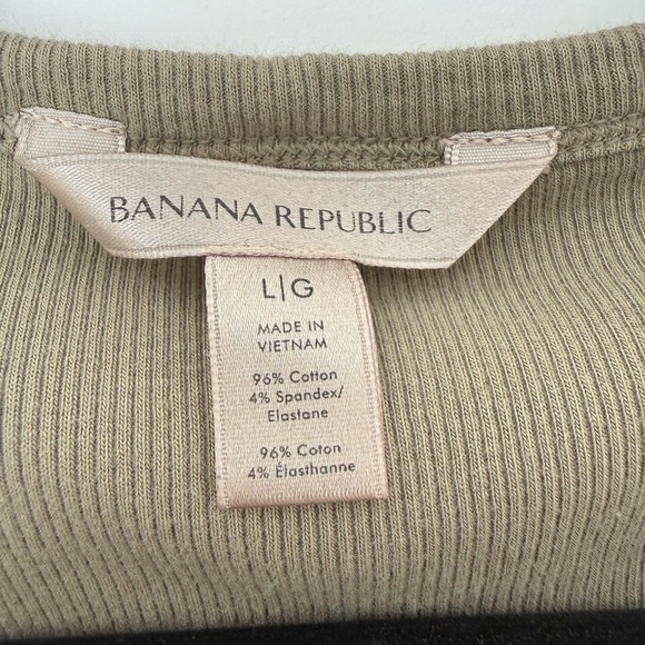Banana Republic Ribbed Long Sleeve Top | Sage Green / Olive | Fitted Stretch - Picture 4 of 4